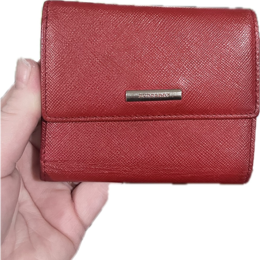 Burberry Red Textured Wallet with Certification of Authenticity